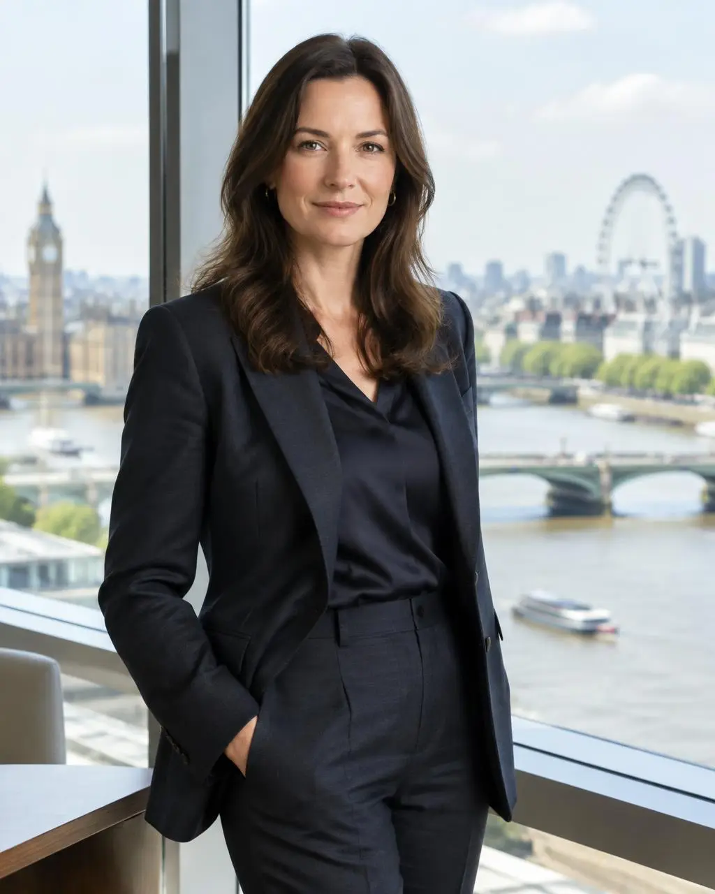 Investment professional in a London office overlooking the Thames