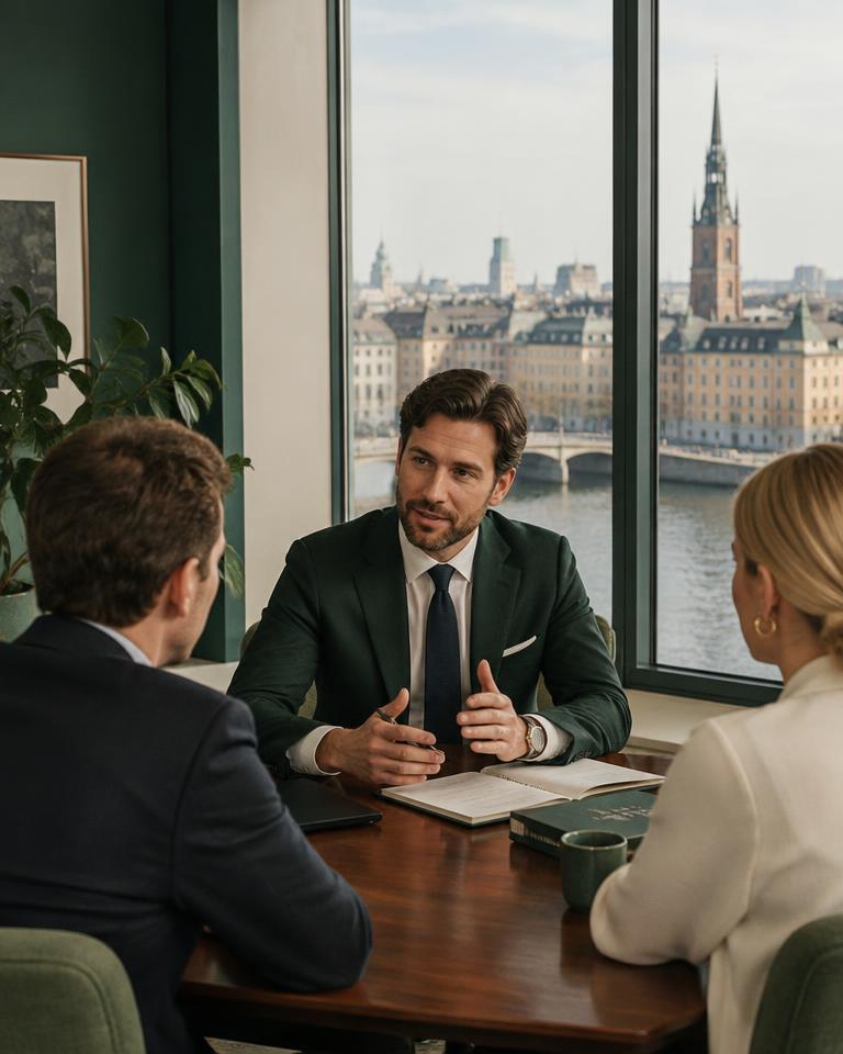 Glenmorgan adviser meeting clients in a London office